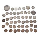 Assorted 19th and early 20th Century silver coinage to include; 3d bits, various dates, George IV