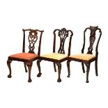 Three early 20th Century mahogany dining chairs, each in the 18th Century taste Condition: