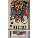 Small box of assorted costume jewellery etc Condition: