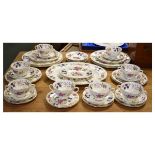 Selection of Coalport 'San Remo' pattern tea and dinner wares to include; six two-handled soup cups,