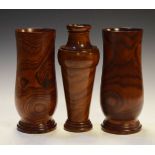 Garniture of three treen vases, reputedly acquired in Brazil by the vendor's grandmother on an