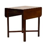 19th Century mahogany two flap Pembroke tea table, fitted one drawer and standing on moulded