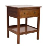 Mahogany side table having a moulded square top over single drawer and under shelf Condition: