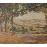 Emmie Stewart Wood, (fl.1888-1910, d.1937) - Oil on canvas - View across a valley from a wooded