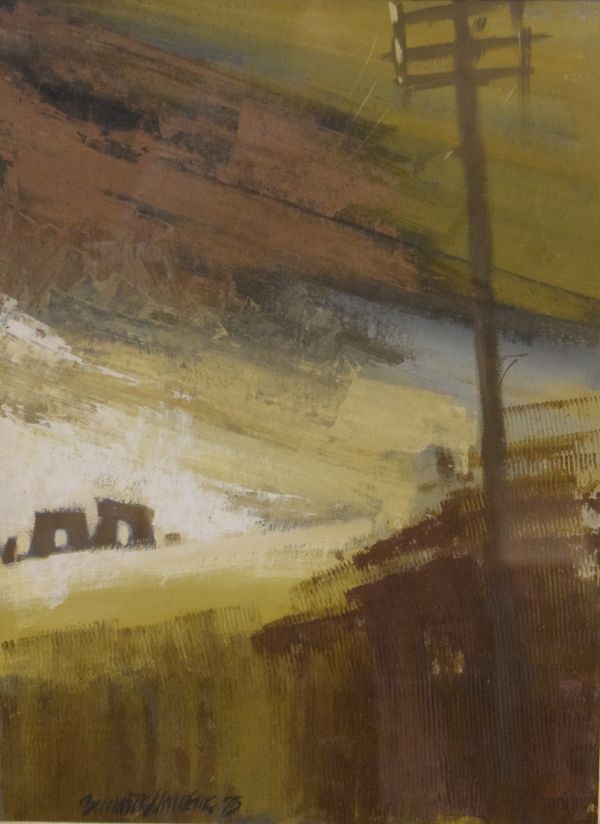 Bernard Hawkins (Bristol Savages) - Watercolour - An abstract landscape, signed and dated '75,