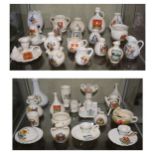 Large collection of crested ware, approximately 35 pieces to include British and Continental