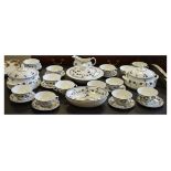 Royal Doulton 'Yorktown' pattern dinnerwares to include; thirteen two-handled soup cups, saucers,