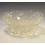 Lalique opalescent glass 'Campanules' bowl moulded with bellflowers, pre-1945 'R. Lalique'
