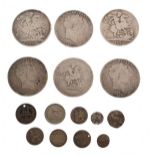 Assorted 19th Century coinage to include; four George III silver Crowns, 1819 and 1820, two George