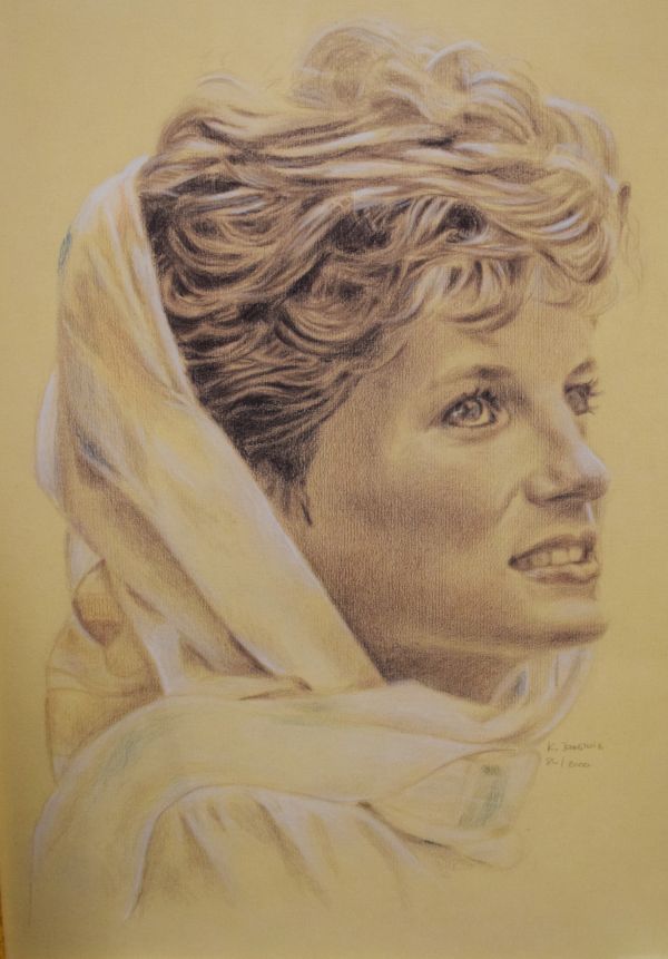 K. Johnstone - Signed limited edition print - Lady Diana Spencer, 86/2000, 57cm x 39.5cm, in gilt