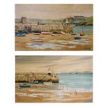 Keith English (20th Century) - Two coastal scenes of St Ives Harbour, Cornwall, one with figures