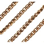 9ct gold fancy curb link Albert/neck chain, 37.6g approx Condition:
