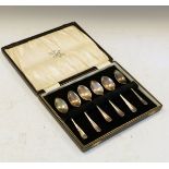 George V cased set of six demo-tasse coffee spoons, Birmingham 1929, 1.6toz approx gross Condition: