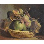 B. Svboda - Oil on board - Still-life with fruit, signed and dated 1960, 30.5cm x 39.5cm, framed