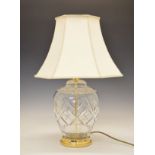 Modern brass and cut glass table lamp with shade Condition: