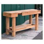 Pine workbench with vice, 164cm long Condition: