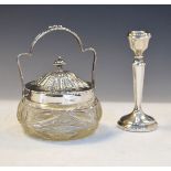 Victorian cut glass lidded sucriere having a silver cover, collar and swing handle, Sheffield