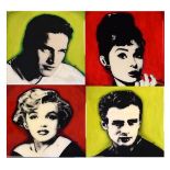Mira - Set of four mixed media studies from the Hollywood Stars series - James Dean, Marilyn Munroe,