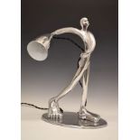 Modern Design - Carrol Boyes - Chromed metal figural table lamp modelled as a naked male figure with