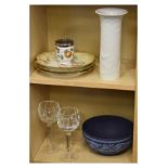 Assorted ceramics and glasswares to include; Wedgwood two-colour blue jasperware bowl, Kaiser