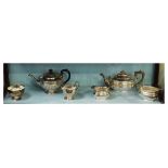 Two silver plated three piece tea services Condition: