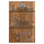 Assorted glassware to include: set of six Babycham glasses, two decanters etc Condition: