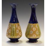 Pair of Royal Doulton Slaters Patent baluster shaped vases decorated with a typical band of textured