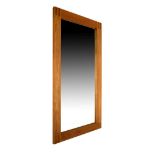 Large light oak framed wall mirror of rectangular design, matching the previous lot Condition: