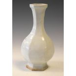 Chinese hexagonal white glazed vase having engraved decoration Condition: