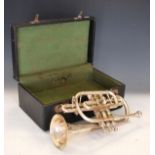 Lafleur & Son silver plated cornet, cased Condition: