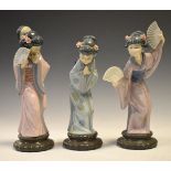 Three Lladro figures of Geishas Condition: