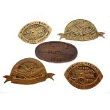 Five cast brass plaques/plates relating to Backwell/Flax Bourton and other ploughing matches,