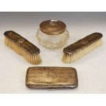 George V silver cigar case, Birmingham 1917, early 20th Century cut glass hair tidy having a