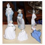 Six assorted porcelain figures to include; three Spanish Nao examples Condition: