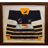 Sporting Memorabilia - Signed Bristol Rugby shirt with over 20 signatures, framed and glazed