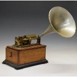 Early 20th Century walnut or fruitwood-cased Edison Phonograph Condition: