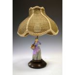 Table lamp surmounted with a Royal Doulton figure - Orange Seller HN.1325 Condition: