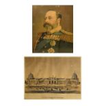 Victorian hand-coloured print 'The Great International Exhibition 1862', 24.5cm x 40cm, together