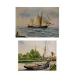 E. Aldridge (modern) - Two oils on canvas board - Tall masted sailing ship 'Emily', 44cm x 59cm,