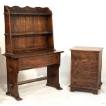 Small Eastern-style hardwood chest of three short and three long drawers, together with a small