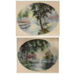 Pair of 20th Century French oval prints inscribed in pencil Chabridon, each 29cm x 38cm, in card