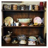 Assorted collectables to include; brass inkwell, Pratt pot lid 'Hide and Seek', Whitefriars-style '