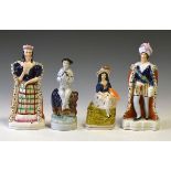 Pair of 19th Century Staffordshire pottery figures depicting 'Hamlet and Lady Macbeth'