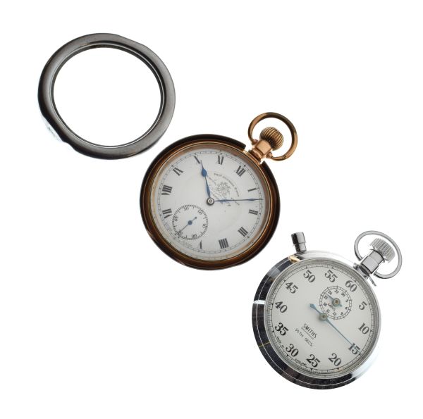 Gold plated cased top wind pocket watch, the white enamel dial with Roman numerals and subsidiary