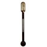 Early Victorian mahogany-veneered stick barometer, Alexander Alexander, Exeter, the two-piece