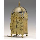 Charles II brass lantern clock, John Ebsworth at ye Cross Keys in Lothbury, Londini (London),