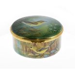 Terry Halloran for Moorcroft - Limited edition painted enamel circular box and cover 'Yellow