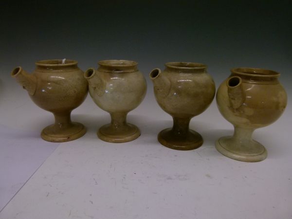 Three 19th Century apothecary's creamware syrup jars, each having a painted title cartouche, moulded - Bild 5 aus 7