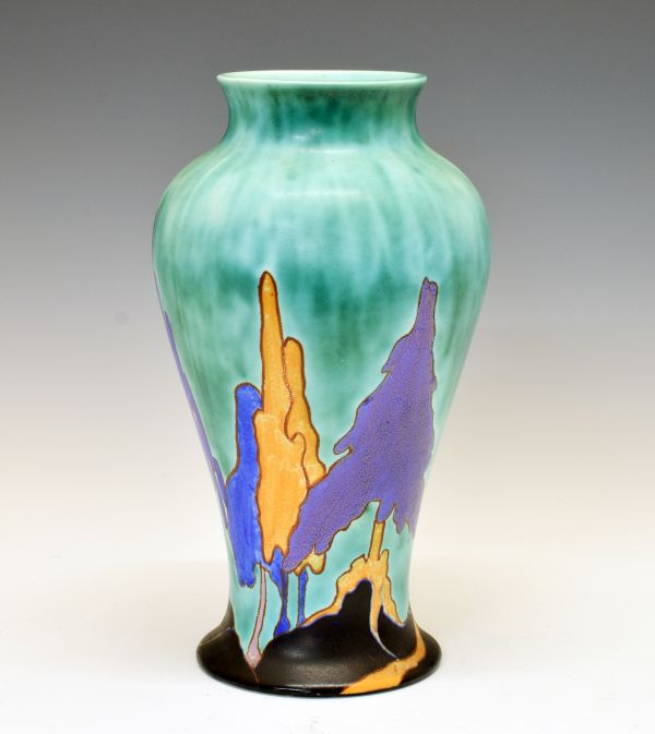 Clarice Cliff 'Inspiration Caprice' baluster shaped vase, 31cm high Condition: Some light crazing