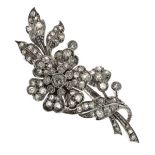 Diamond set en tremblant spray brooch, set throughout with old brilliant and single cuts,